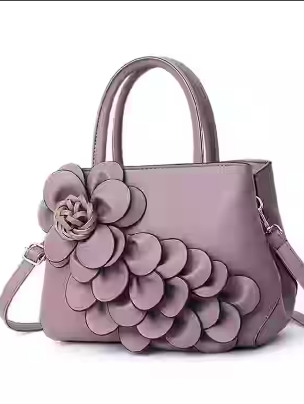🆕️👜 DUSTY PURPLE FLORAL CASCADING PETAL HANDBAG / PURSE👜 - Picture 7 of 14